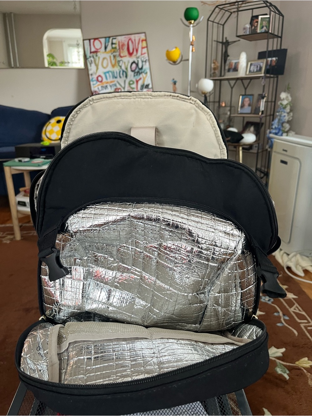 Isaac Mizrahi Black Nylon Daypack with Gold Hardware with cold lunch box - Picture 7 of 7